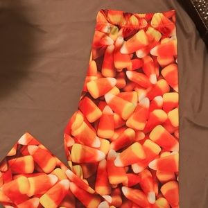 Candy Corn Halloween Leggings Size L